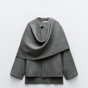 Zara Gray Wrap Shoulder Women's Sweater NWT